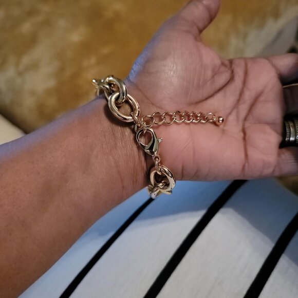 Neiman Marcus 14k Gold Plated Chunky Thick Large Link Chain Bracelet - Picture 2 of 4